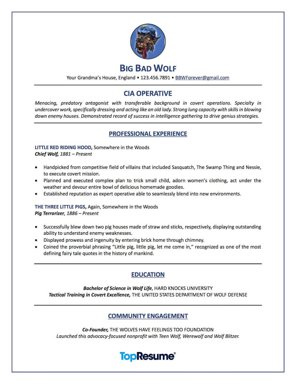 Big Bad Wolf resume