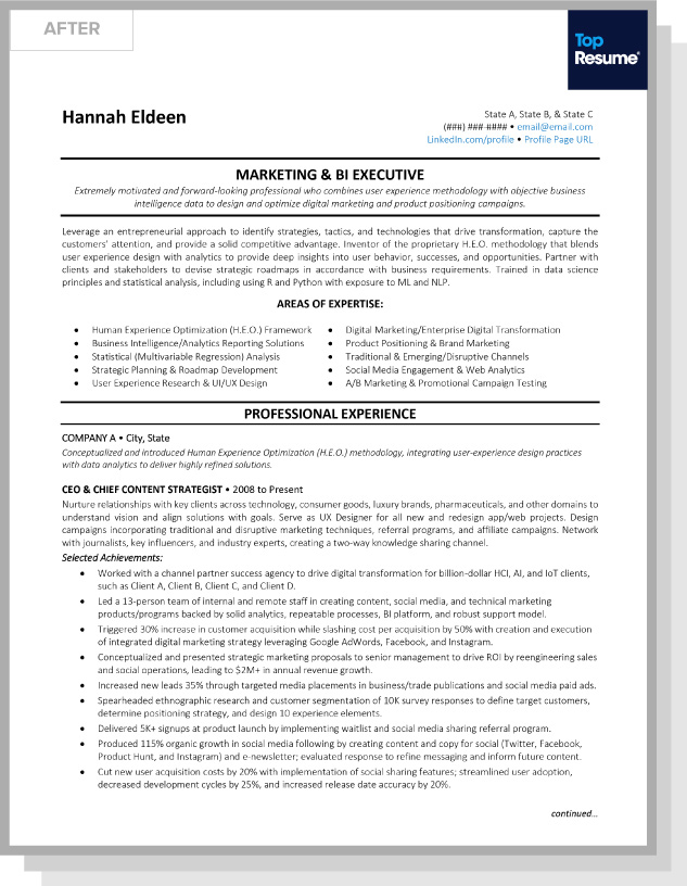 Resume example updated