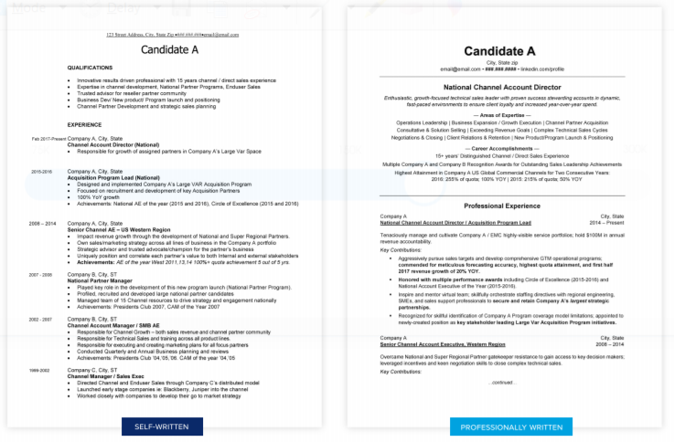 Self-written vs. Professionally written resume