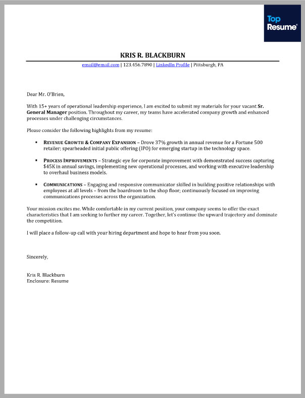 Use this cover letter example for guidance