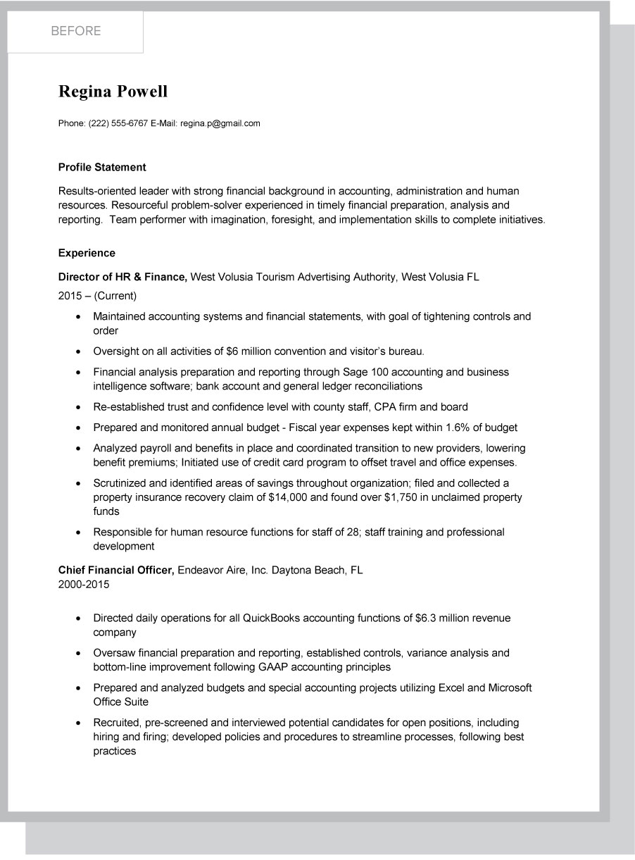Regina powell resume example