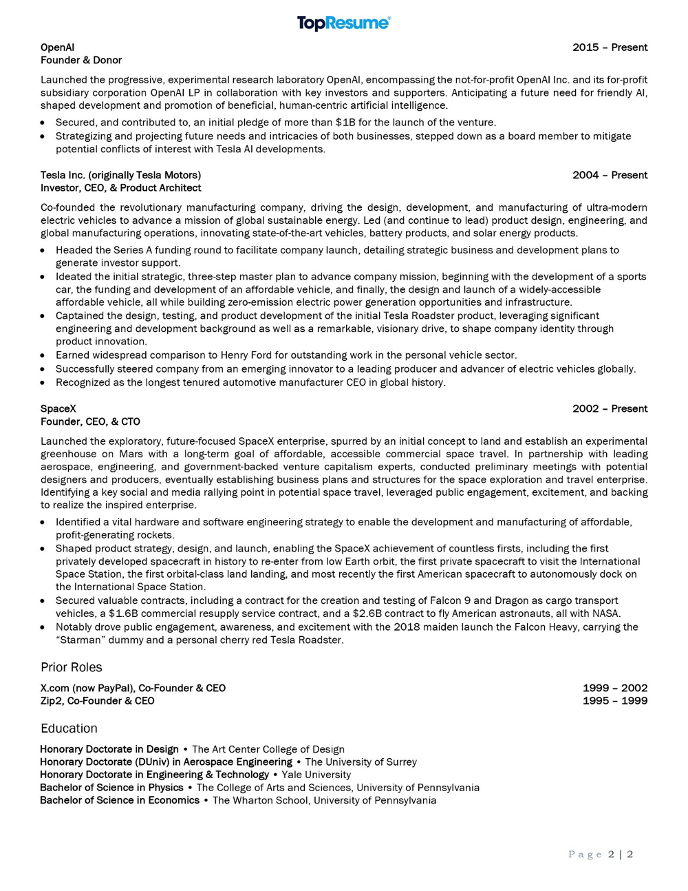 Elon Musk's Extraordinary CEO Resume